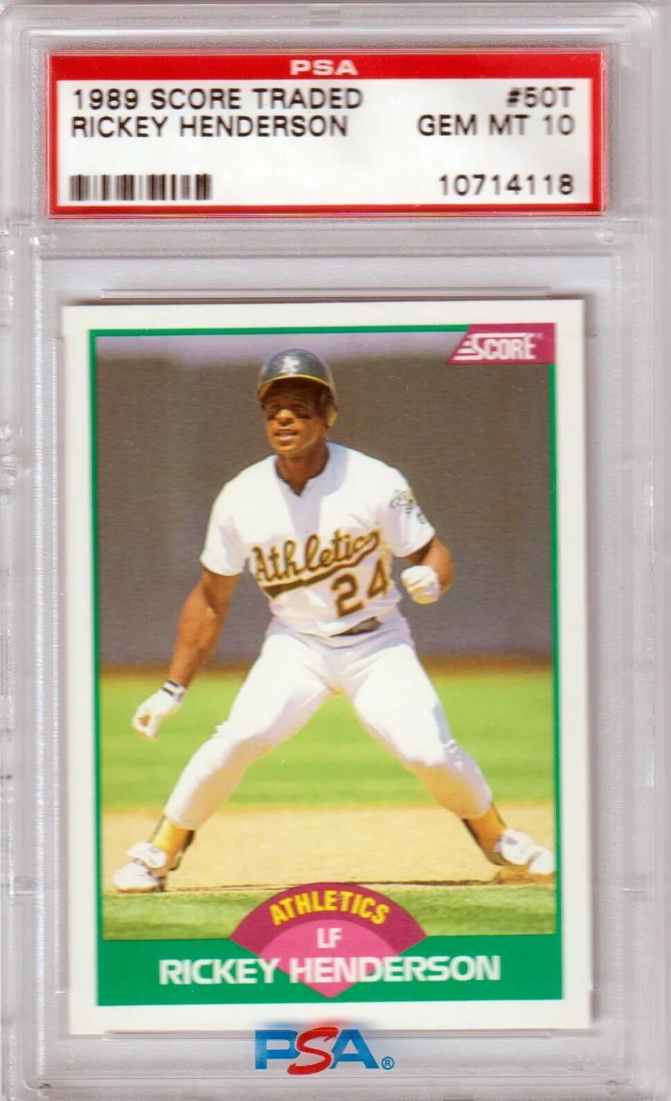 RICKEY HENDERSON 1989 Score Traded #50T PSA 10 GEM MINT - ATHLETICS