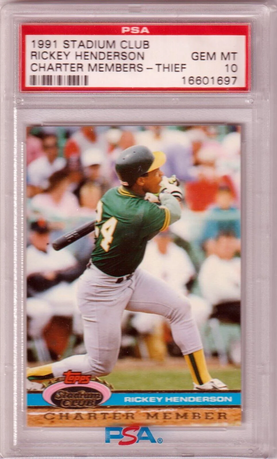 RICKEY HENDERSON 1991 Stadium Club Charter Member PSA 10 GEM MINT ATHLETICS