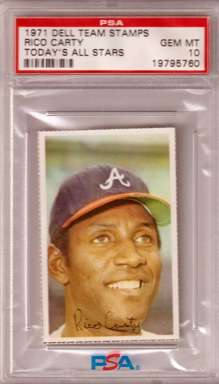 RICO CARTY 1971 Dell Team Stamps Today's All Stars PSA 10 GEM MINT - BRAVES