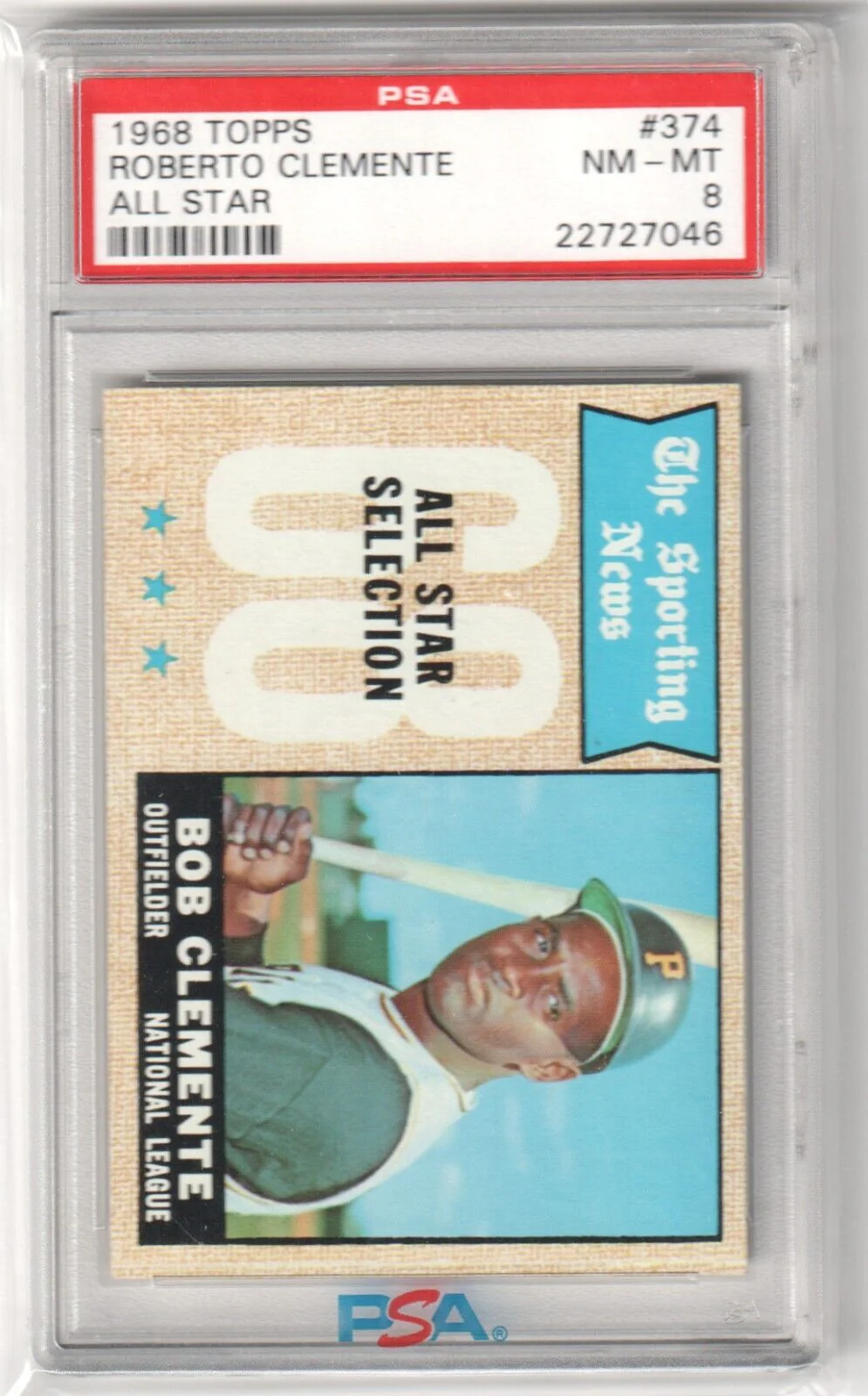 ROBERTO CLEMENTE 1968 Topps #374 PSA 8 NM-MT - PIRATES