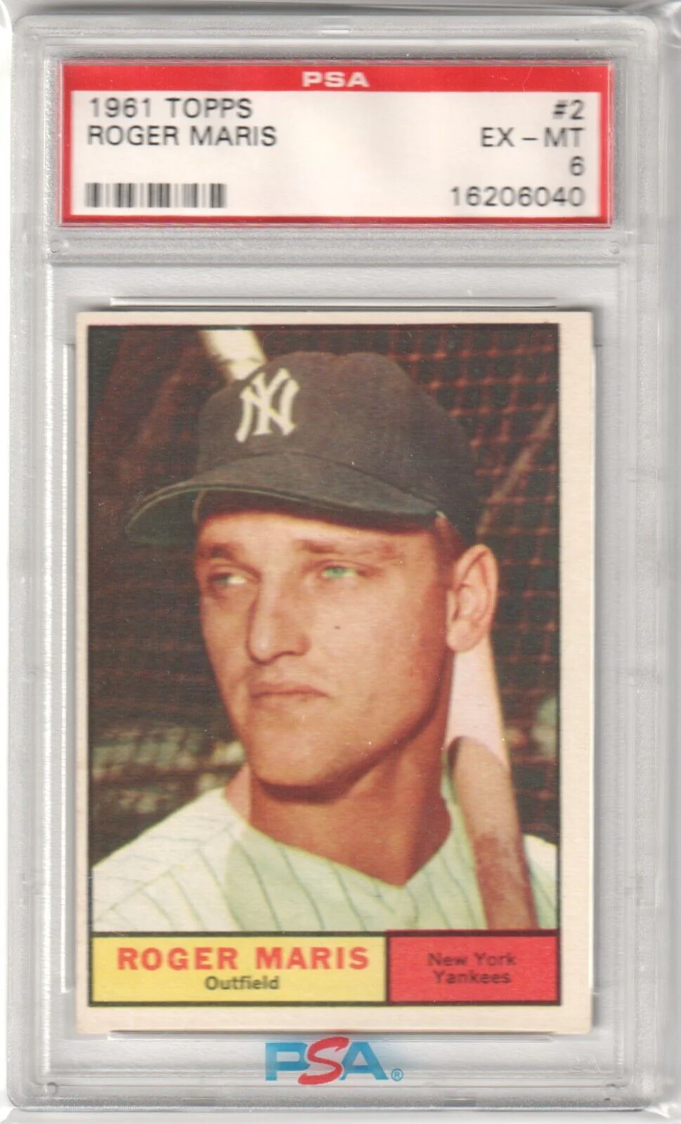 ROGER MARIS 1961 Topps #2 PSA 6 EX-MT - YANKEES