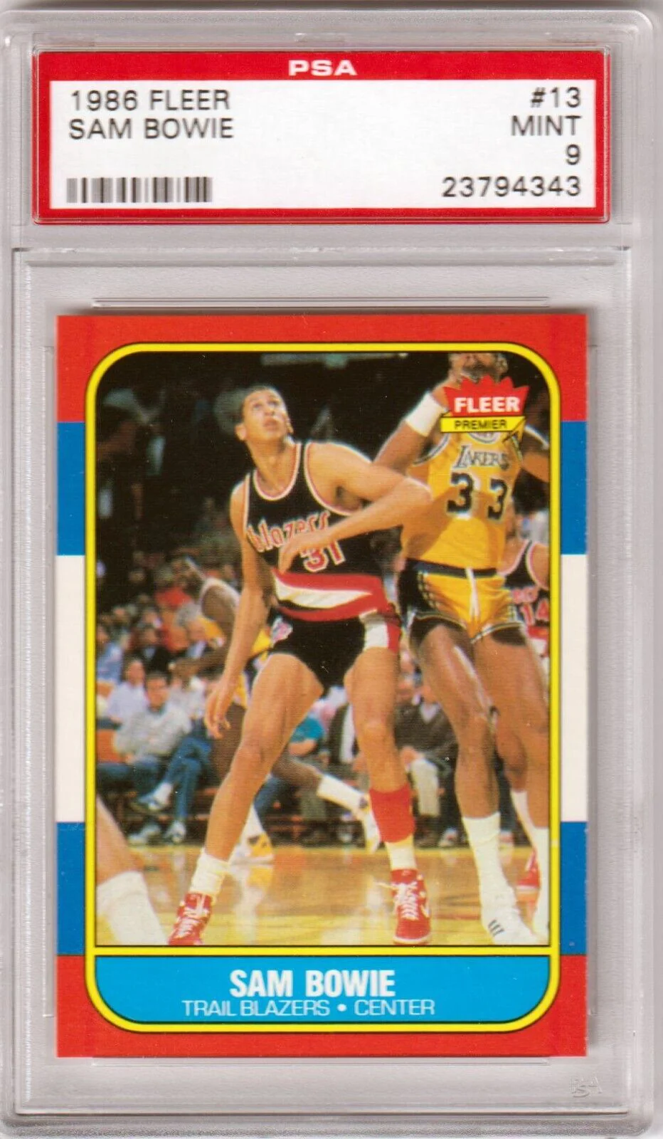 SAM BOWIE 1986-87 Fleer #13 PSA 9 MINT - BLAZERS