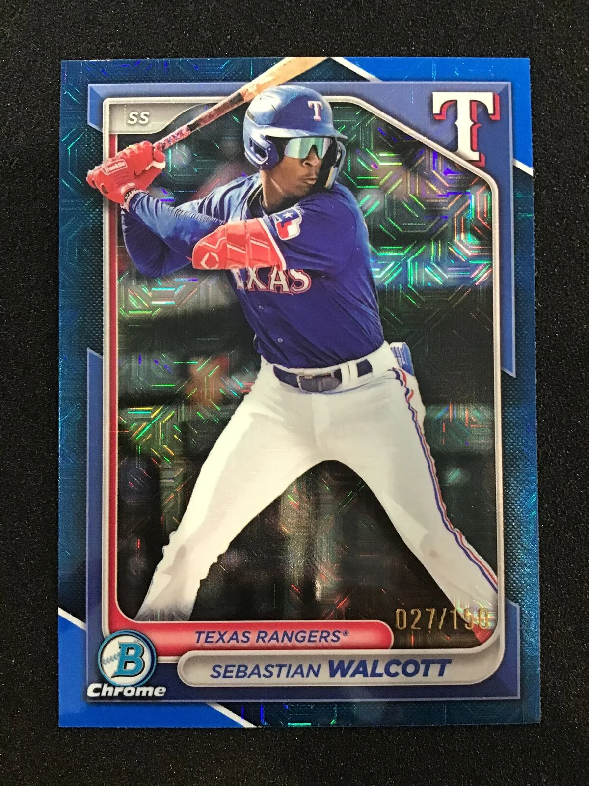 SEBASTIAN WALCOTT 2024 Bowman Chrome Blue Mojo /150 SP Rangers