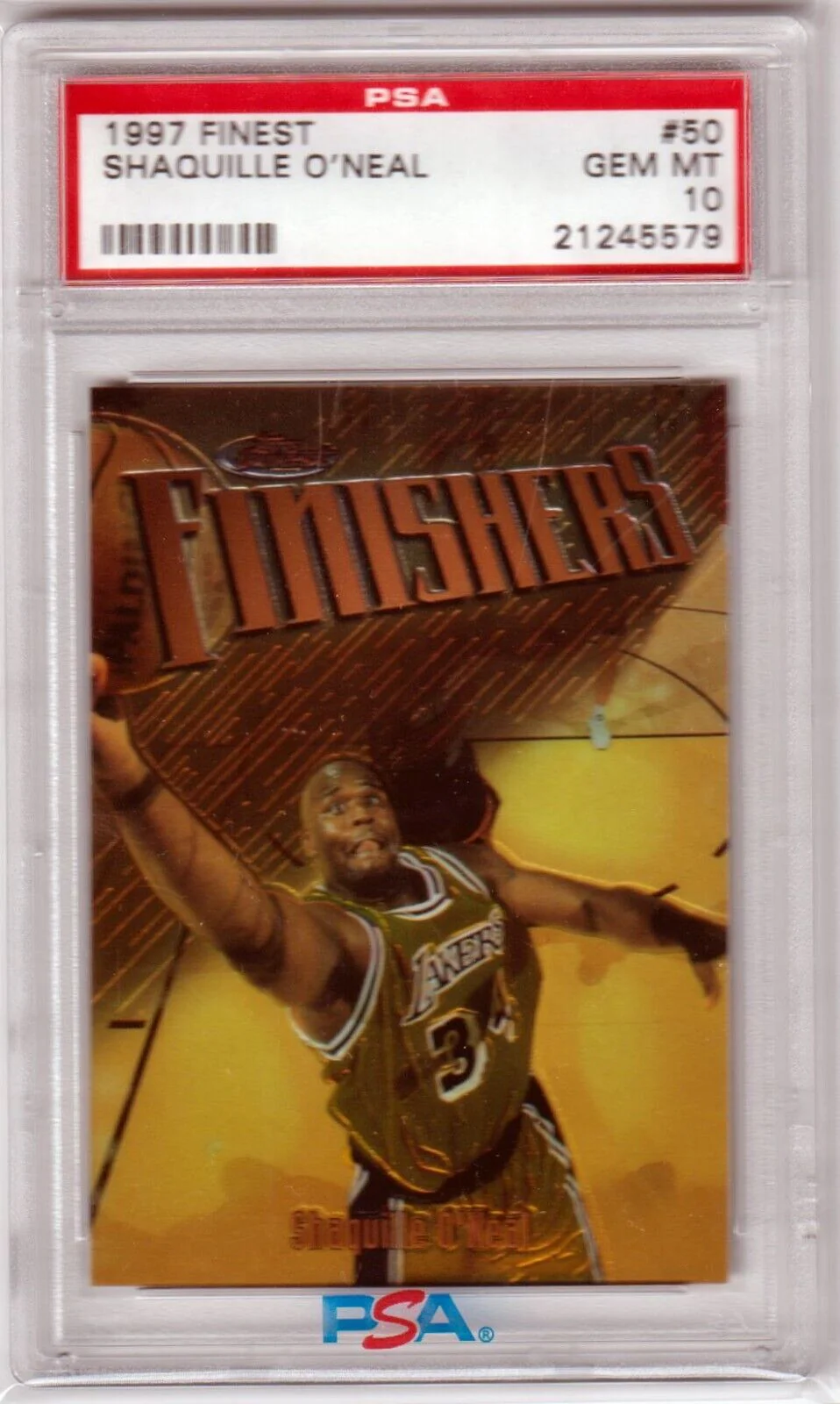 SHAQUILLE O'NEAL 1997-98 Topps Finest Finishers #50 PSA 10 GEM MINT - LAKERS
