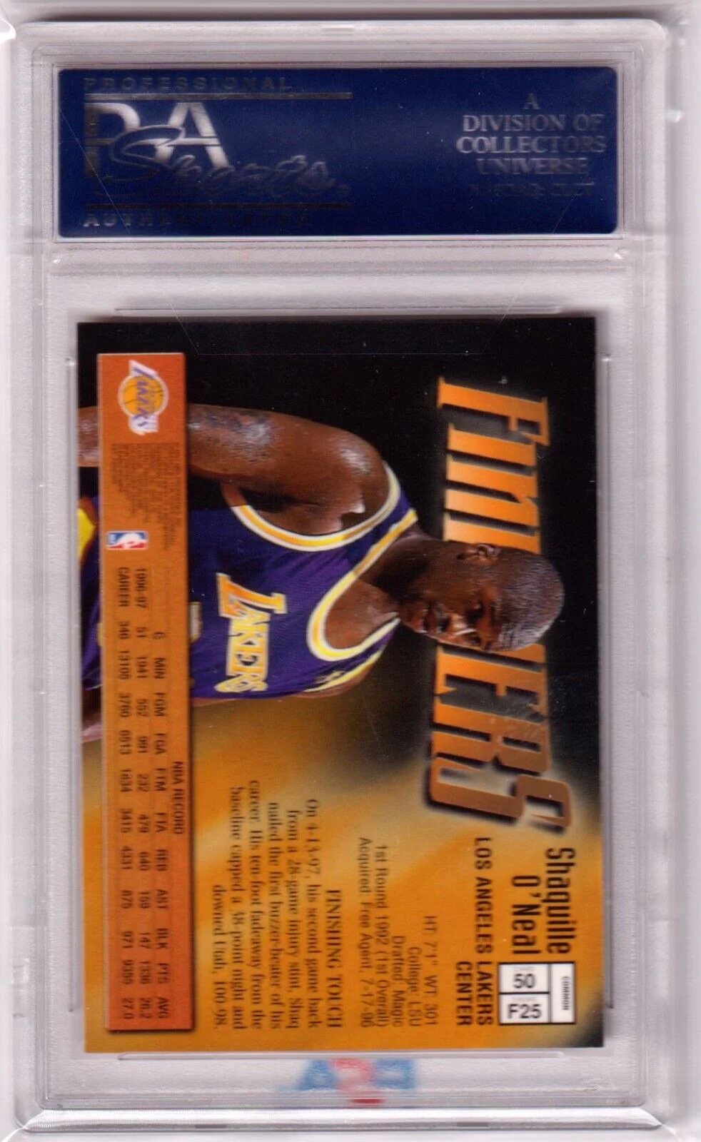 SHAQUILLE O'NEAL 1997-98 Topps Finest Finishers #50 PSA 10 GEM MINT - LAKERS - Image 2