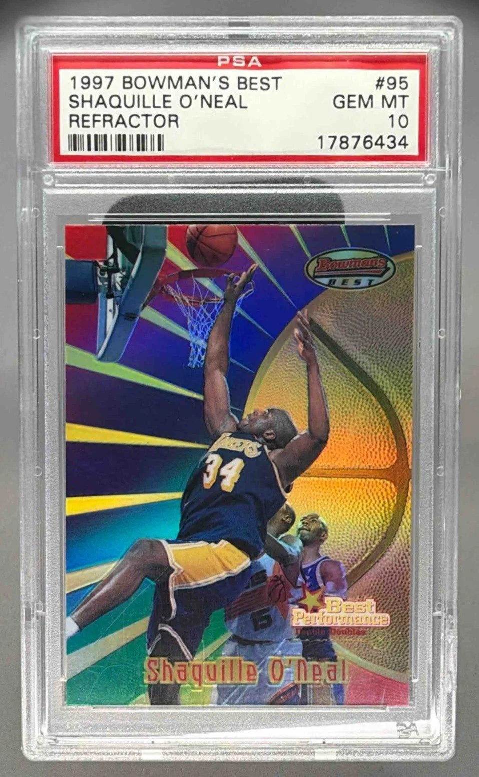 SHAQUILLE O'NEAL 1997 BOWMAN'S BEST REFRACTOR PSA 10 - LAKERS