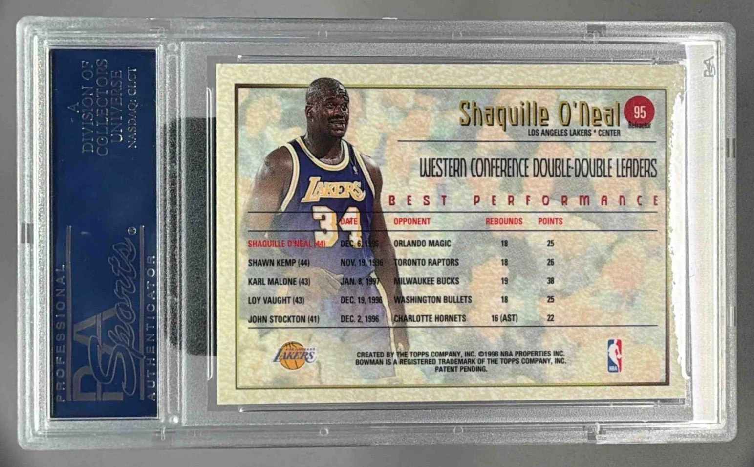 SHAQUILLE O'NEAL 1997 BOWMAN'S BEST REFRACTOR PSA 10 - LAKERS - Image 2