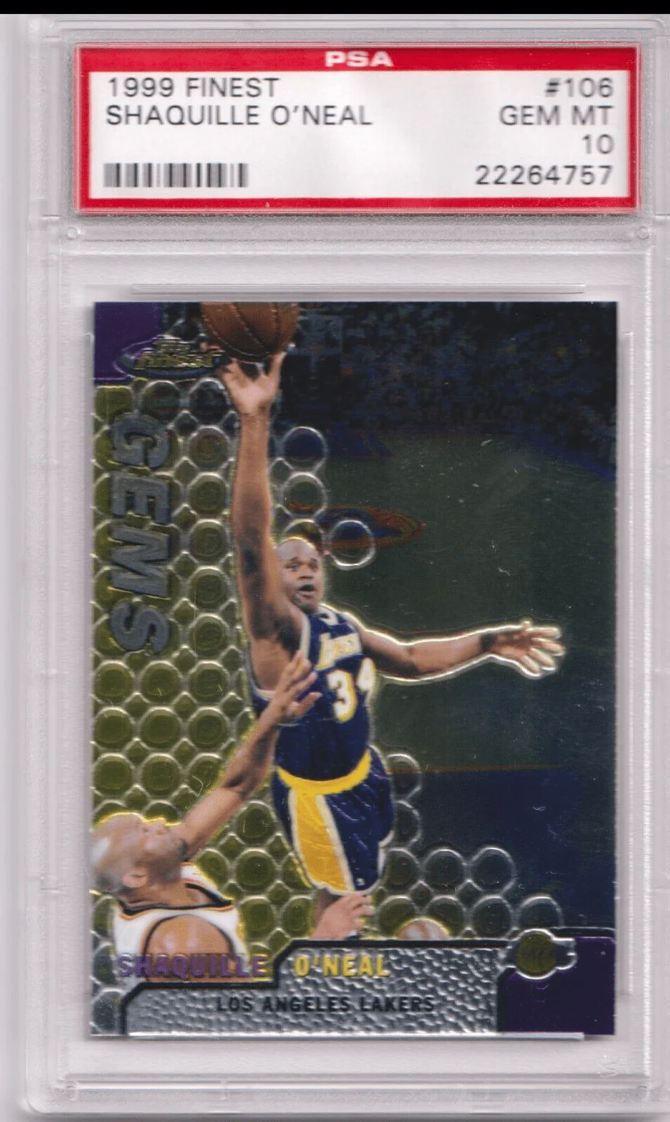 SHAQUILLE O'NEAL 1999-00 Topps Finest #106 PSA 10 GEM MINT - LAKERS