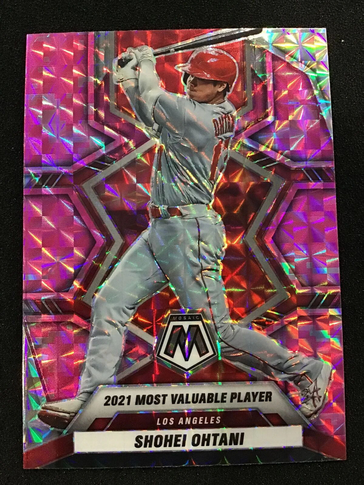 Shohei Ohtani 2022 Panini Mosaic #1281 Pink Prizm MVP Angels
