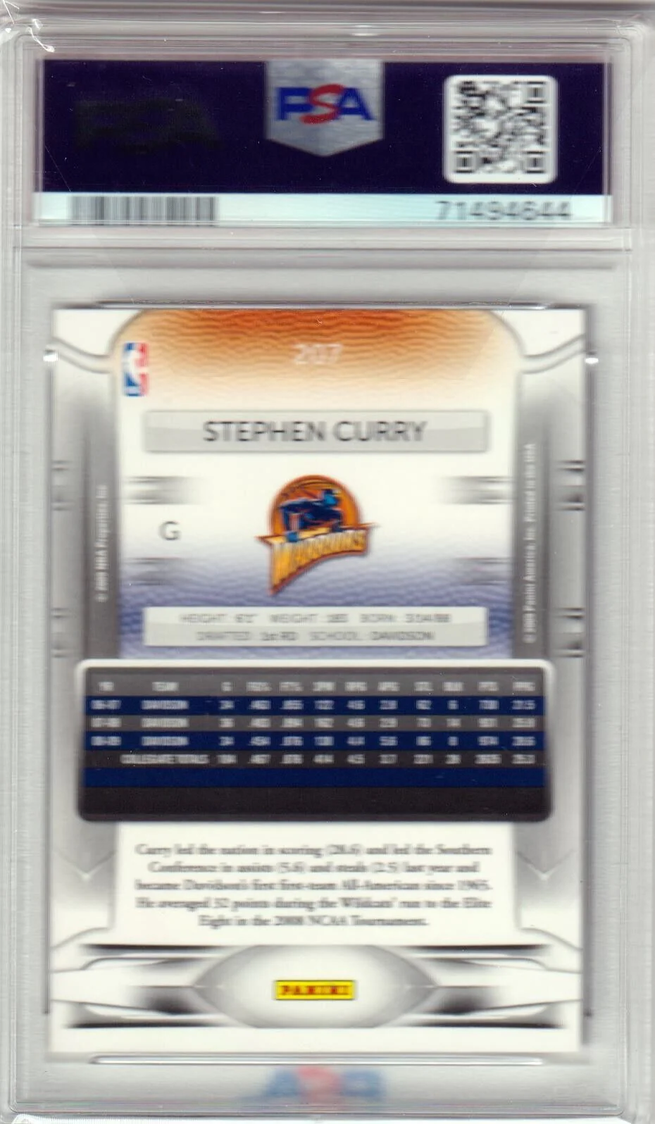 STEPHEN STEPH CURRY 2009-10 Prestige RC Rookie #207 PSA 9 MINT - WARRIORS - Image 2