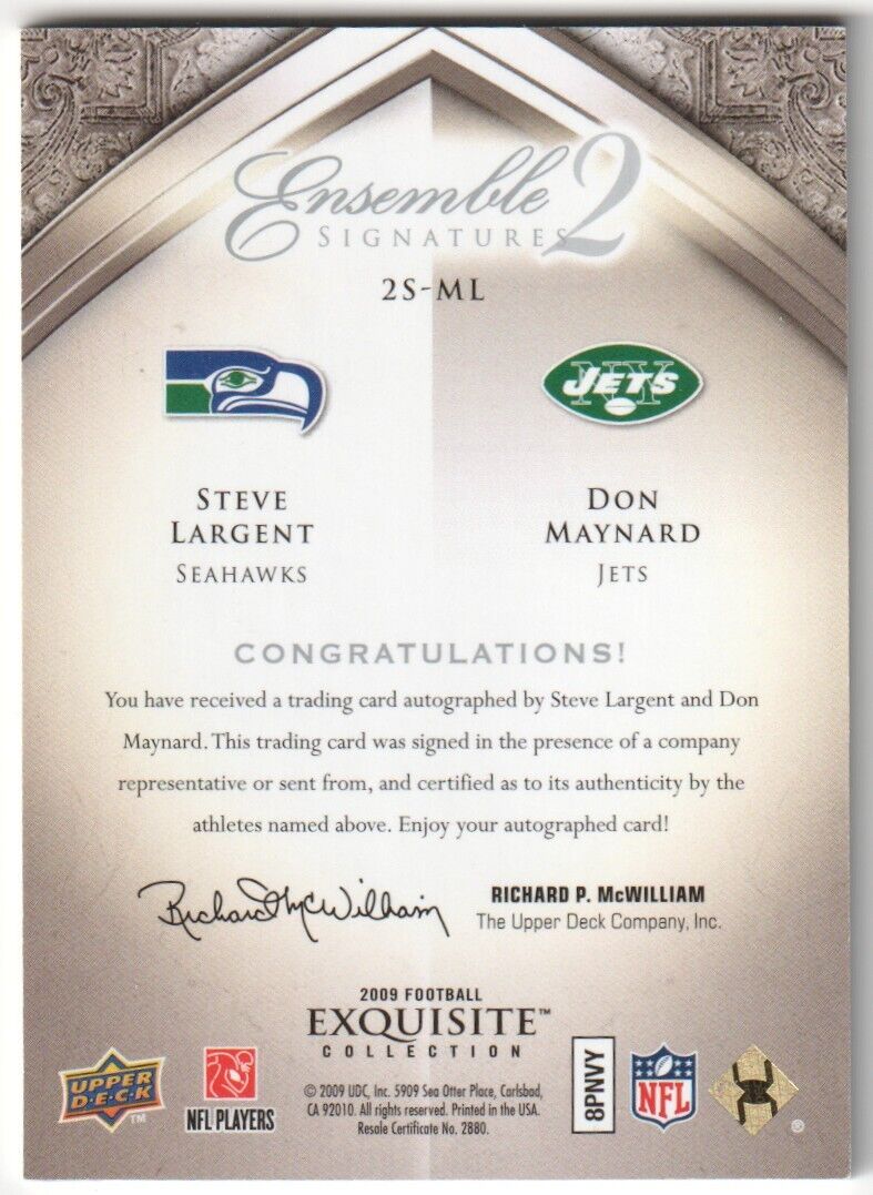 STEVE LARGENT DON MAYNARD 2000 Upper Deck Exquisite Autograph Auto #/35 - Image 2
