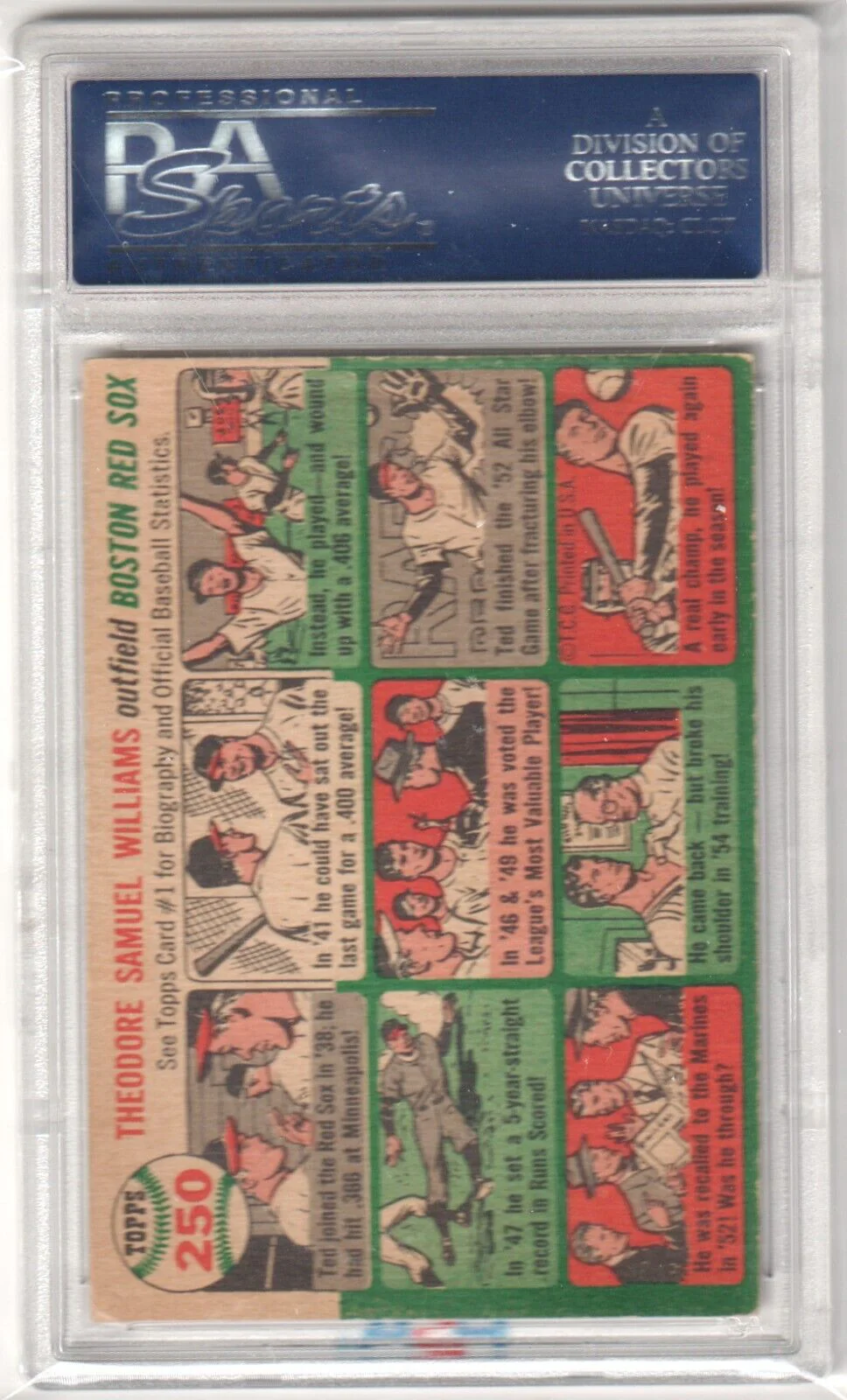 TED WILLIAMS 1954 Topps #250 PSA 5 EX - RED SOX - Image 2