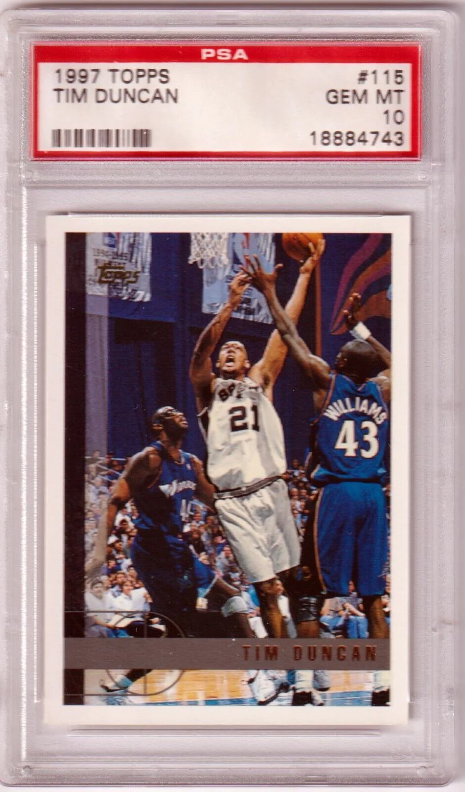 TIM DUNCAN 1997-98 Topps Rookie RC #115 PSA GEM MINT - SPURS