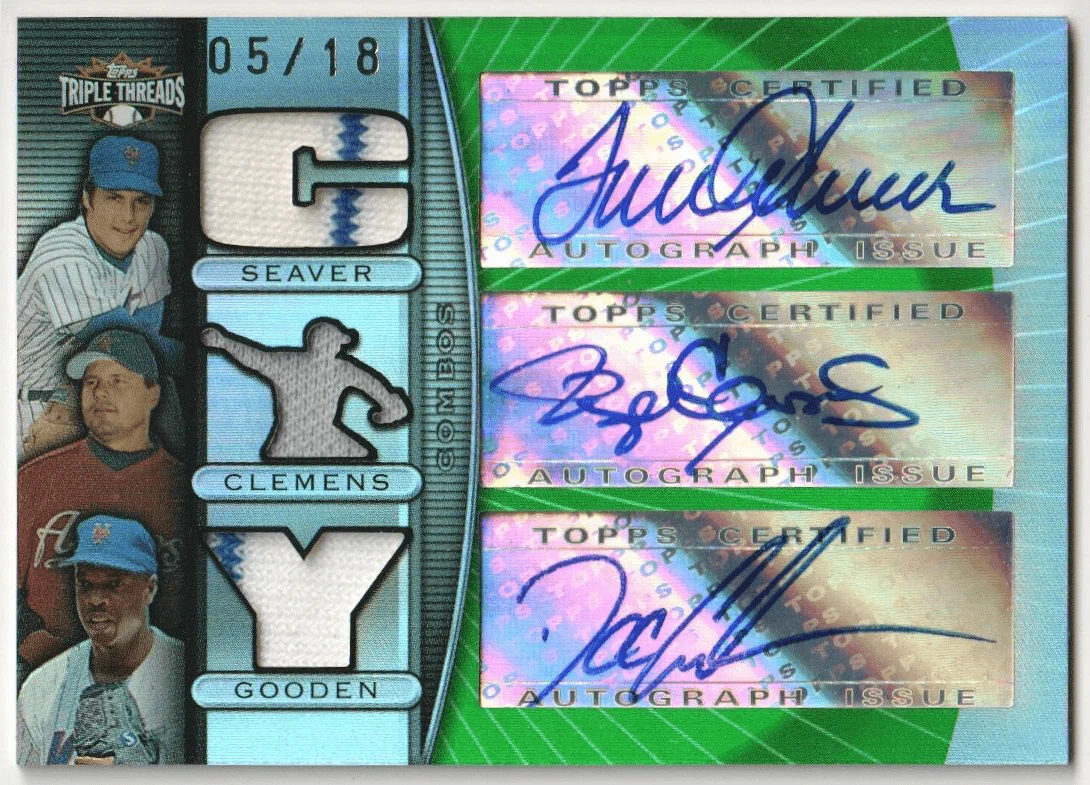 TOM SEAVER DWIGHT GOODEN ROGER CLEMENS 2007 Topps Triple Threads Autograph #/18