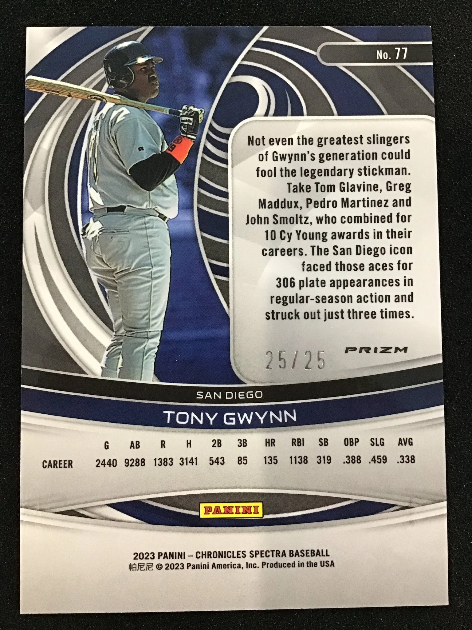Tony Gwynn 2023 Panini Chronicles Spectra Red Disco /25 #77 SSP Padres - Image 2