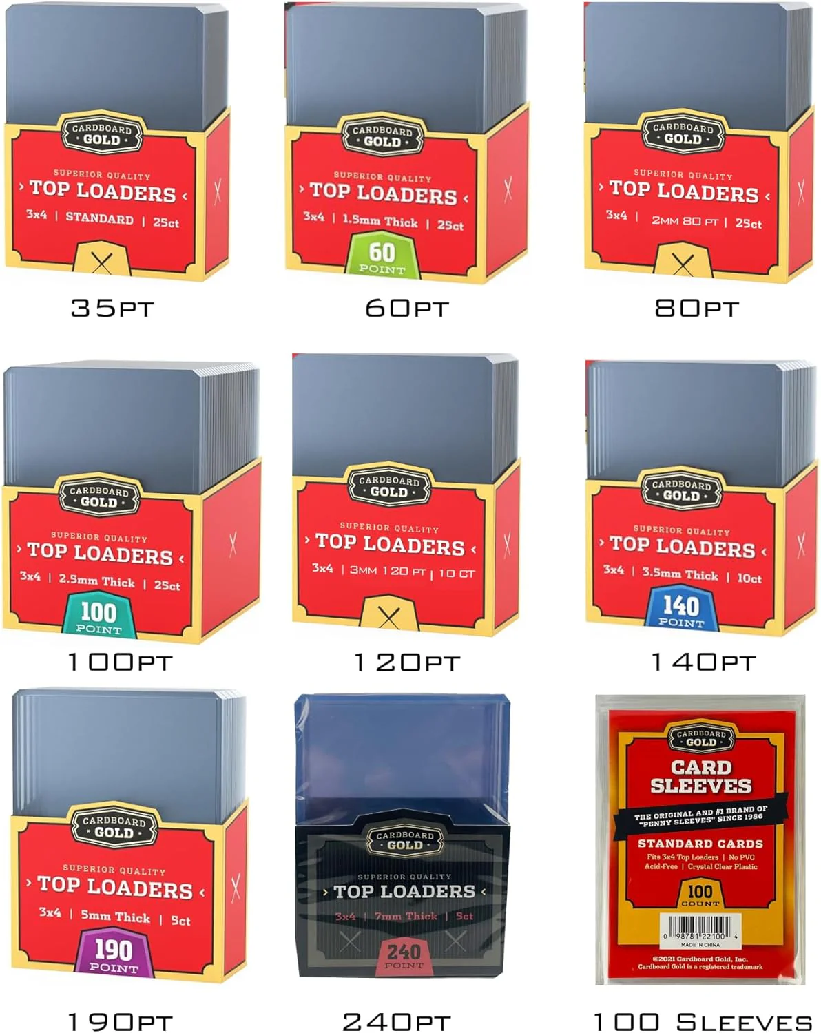 Toploader Collector Bundle - 35pt, 60pt, 80pt, 100pt, 120pt, 140pt, 190pt, 240pt plus Soft Sleeves - Image 2