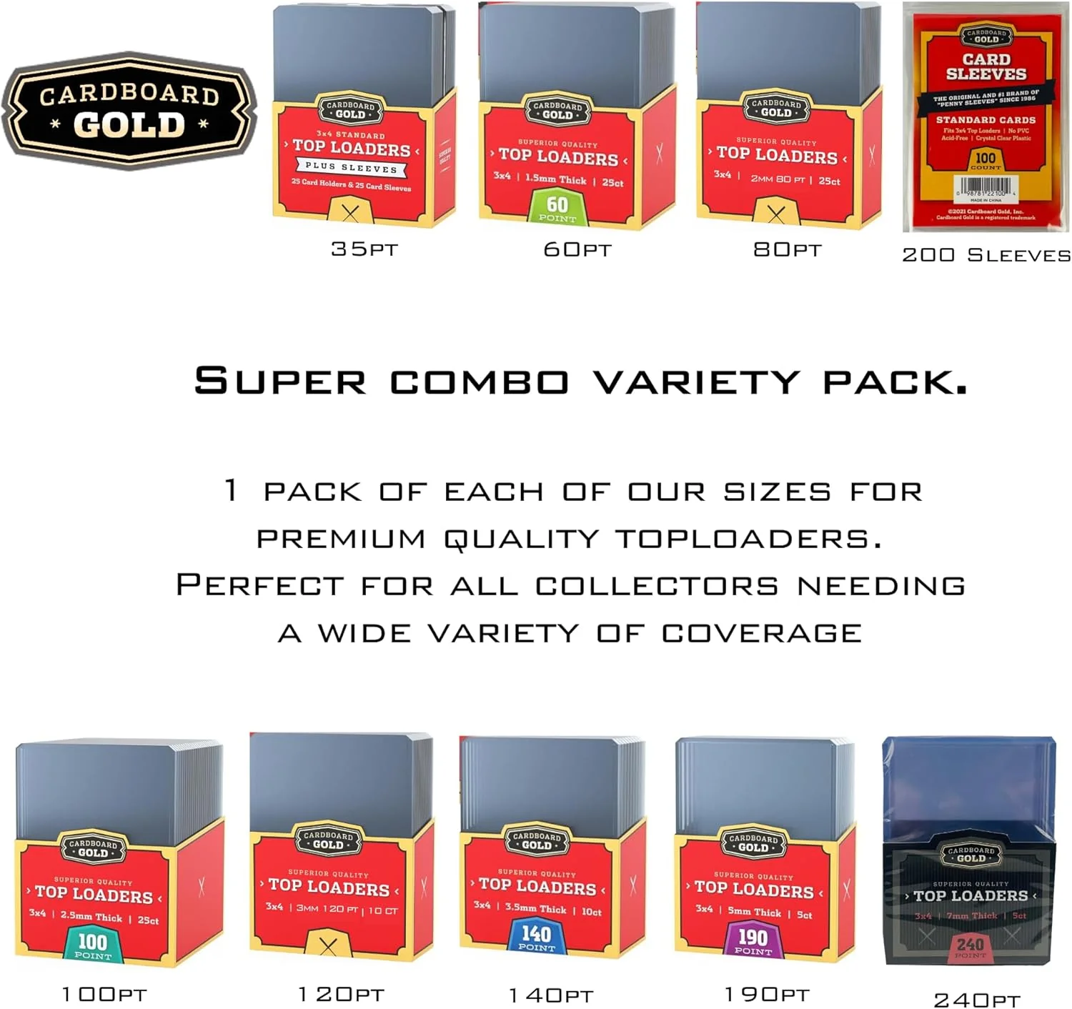Toploader Collector Bundle - 35pt, 60pt, 80pt, 100pt, 120pt, 140pt, 190pt, 240pt plus Soft Sleeves - Image 4