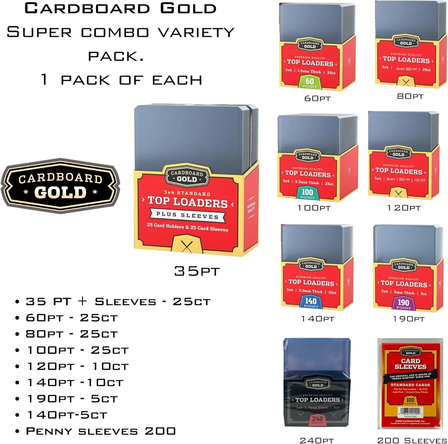 Toploader Collector Bundle - 35pt, 60pt, 80pt, 100pt, 120pt, 140pt, 190pt, 240pt plus Soft Sleeves - Image 5