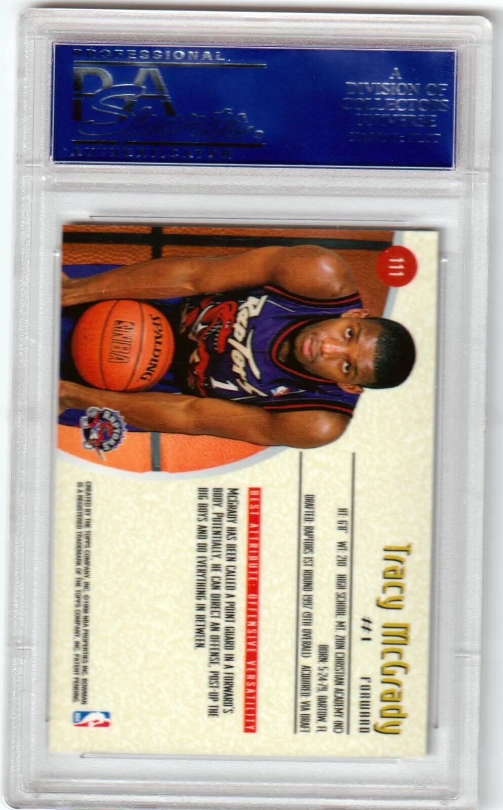TRACY McGRADY 1997-98 Bowman's Best Rookie RC #111 PSA 10 GEM MINT - RAPTORS - Image 2