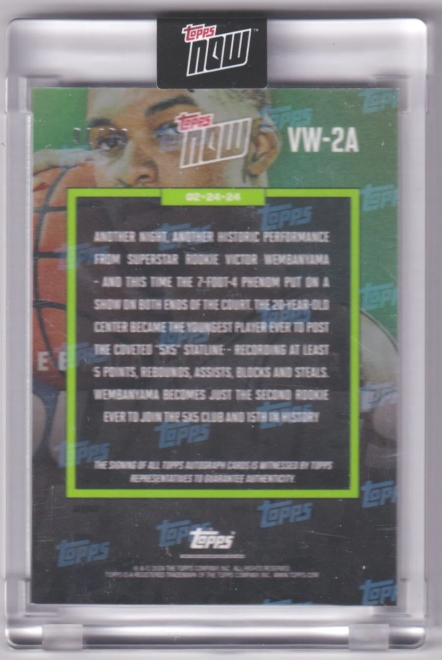 VICTOR WEMBANYAMA 2023-24 Topps Now RC Rookie Autograph Auto SP #/99 - SPURS - Image 2