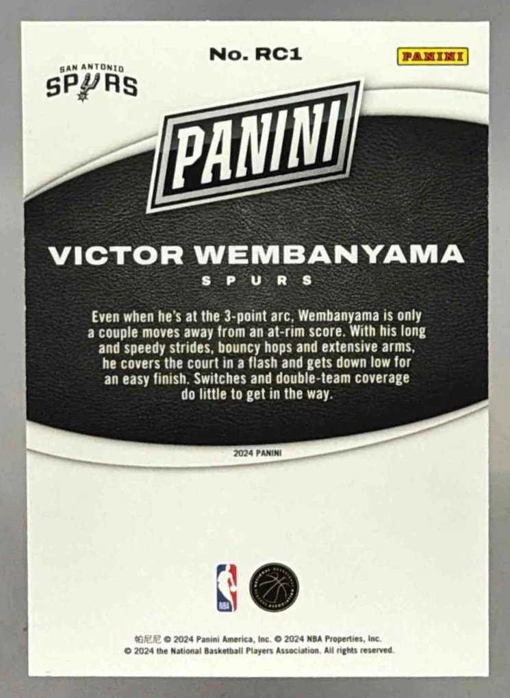 VICTOR WEMBANYAMA 2024 PANINI BLACK FRIDAY ROOKIE RC - SPURS - Image 2