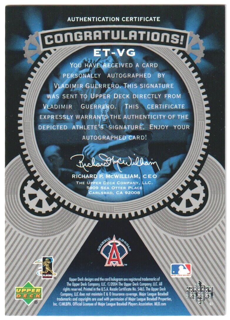 VLADIMIR GUERRERO 2004 Upper Deck Etchings Autograph Auto #/50 - ANGELS - Image 2