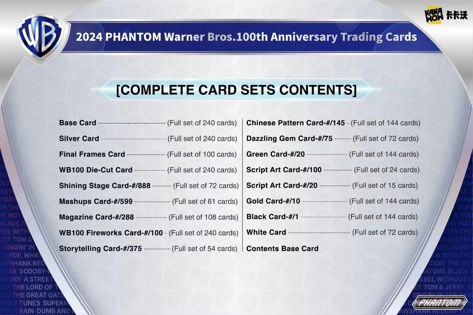 2024 Kakawow Warner Brothers Phantom 100th Anniversary Trading Cards Hobby Box - Image 6