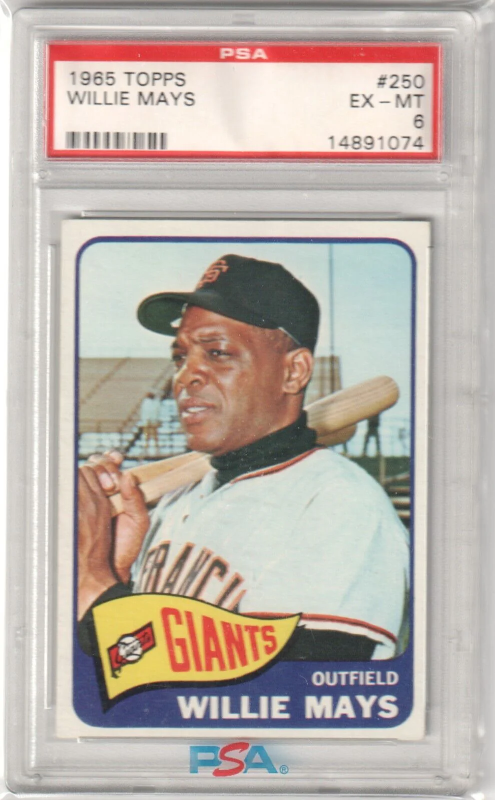 WILLIE MAYS 1965 Topps #250 Graded PSA 6 EX-MT - GIANTS