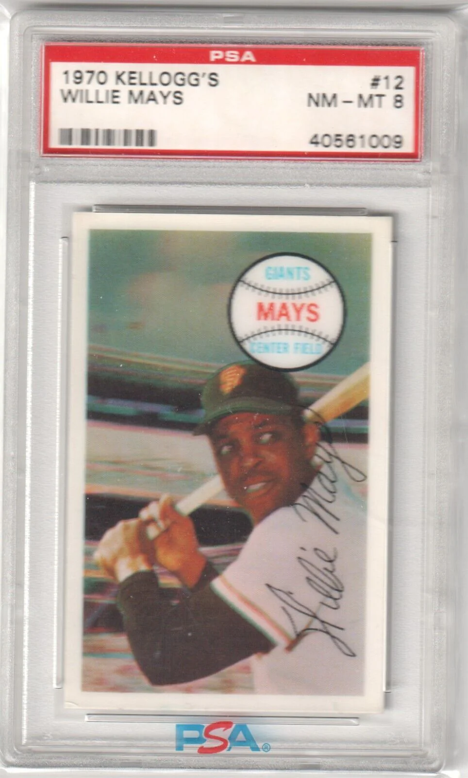 WILLIE MAYS 1970 Kellogg's #12 Graded PSA 8 NM-MT - GIANTS