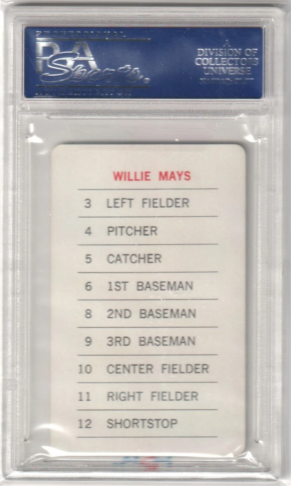 WILLIE MAYS 1970 Milton Bradley Graded PSA 9 MINT - GIANTS - Image 2
