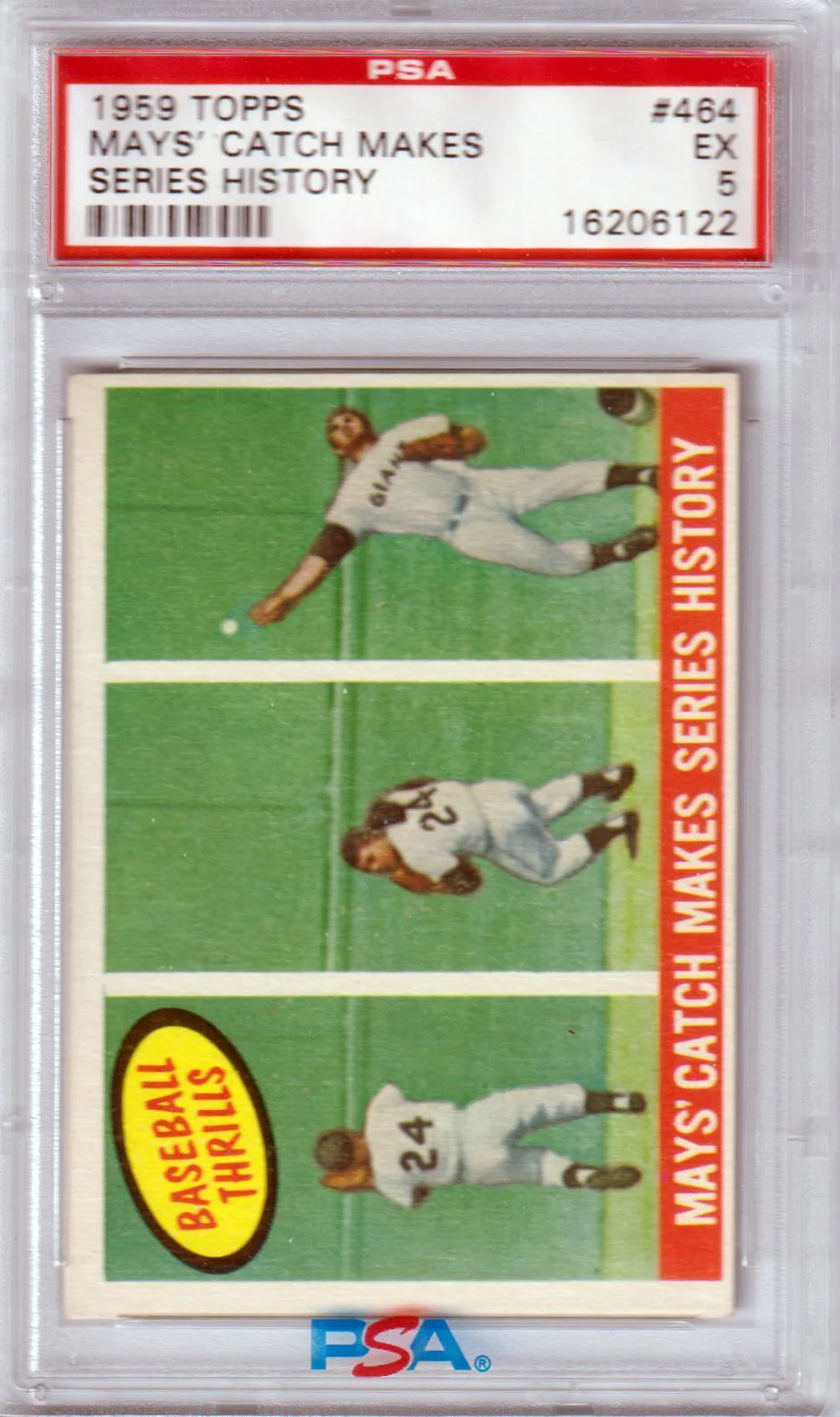 WILLIE MAYS Catch Makes 1959 Topps 464 Series History PSA 5 - New York Giants