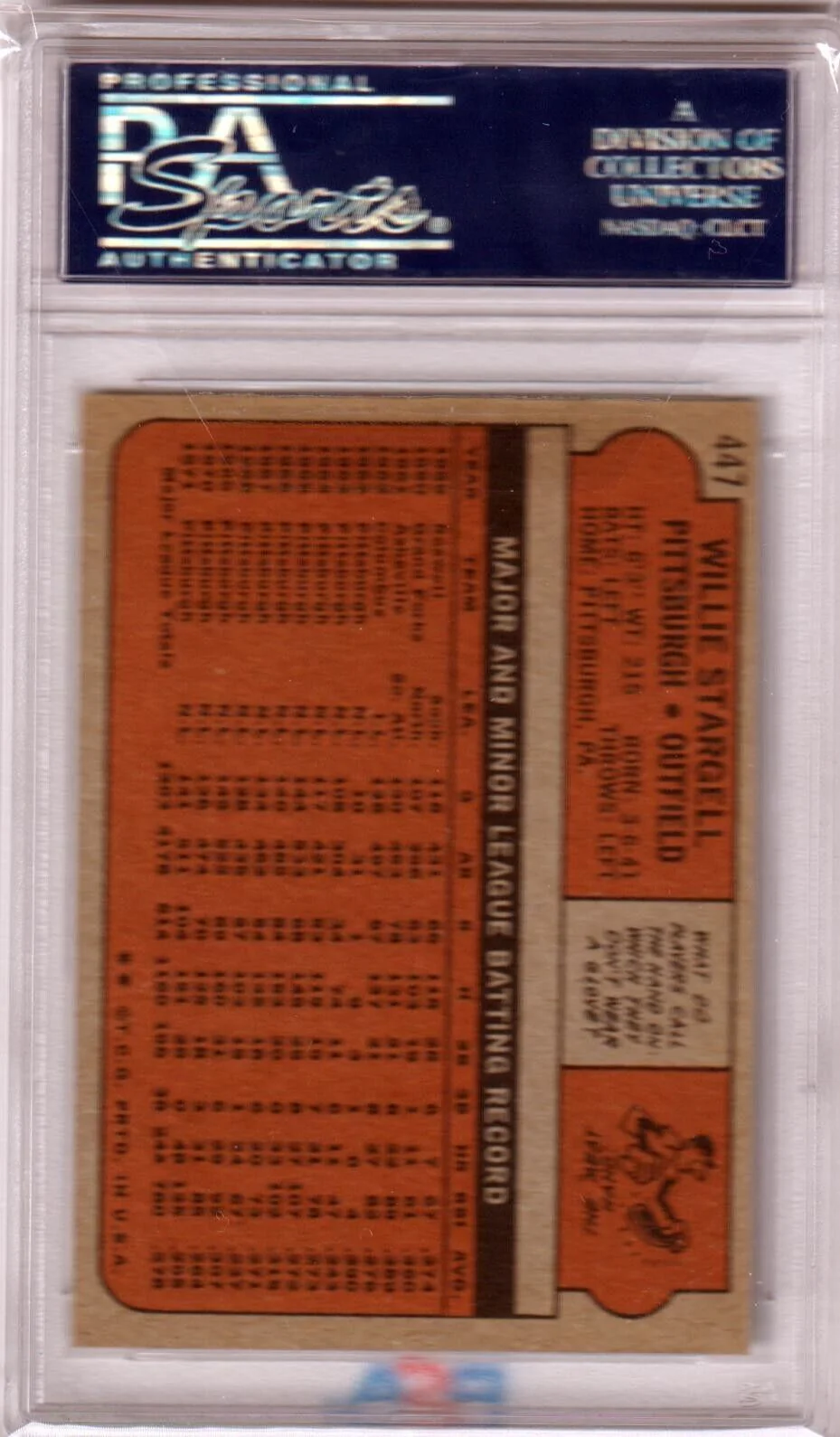 WILLIE STARGELL 1972 Topps #447 PSA 5 EX - PIRATES - Image 2