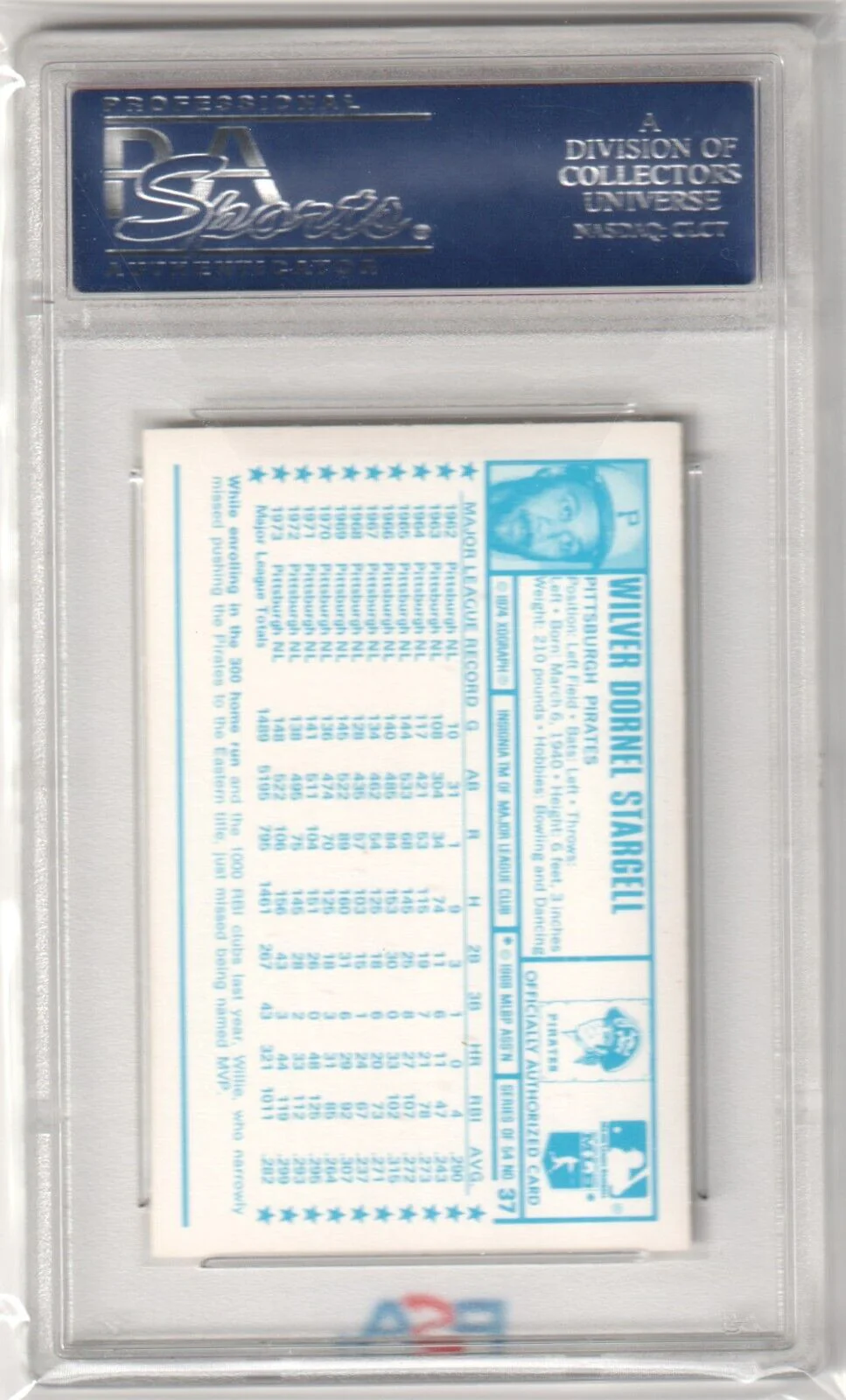 WILLIE STARGELL 1974 Kellogg's 3D Super Stars #37 PSA 10 GEM MINT - PIRATES - Image 2