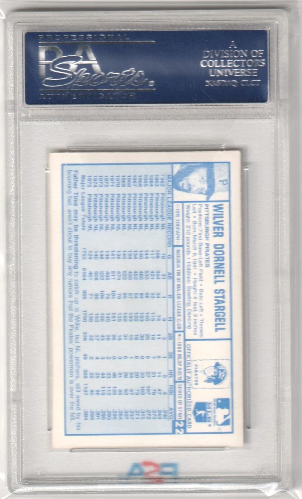 WILLIE STARGELL 1976 Kellogg's 3D Super Stars #22 PSA 8 NM-MT - PIRATES - Image 2