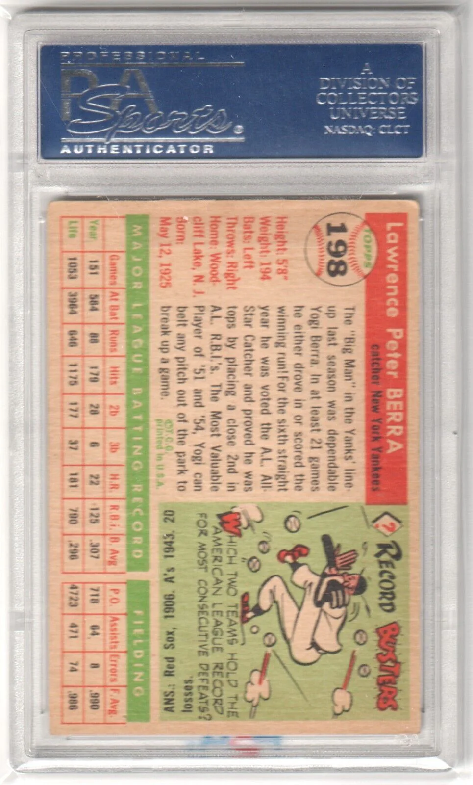 YOGI BERRA 1955 Topps #198 PSA 4.5 VG-EX+ - YANKEES - Image 2